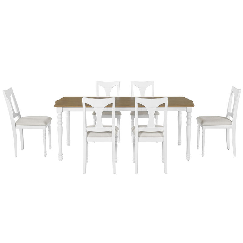 Merax 7-Piece Dining Table Set, 60inch to 78inch Extendable Wood Dining Table with Removable Leaf
