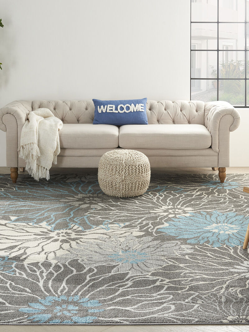 Passion PSN17 Chracoal/Blue 9' x 12' Rug