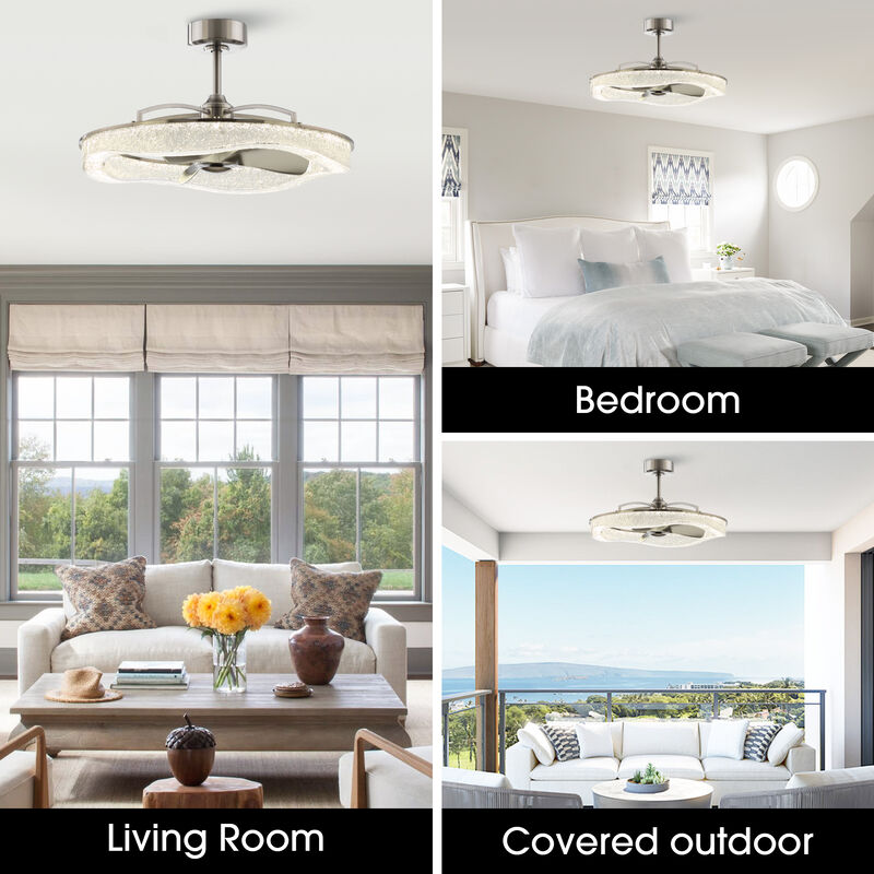 33 in. Sand Nickel Caged Ceiling Fan with Resin Light Shade and Remote