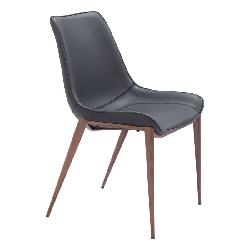 HomeRoots Set of Two Black and Brown Upholstered Faux Leather Dining Side Chairs image number 2
