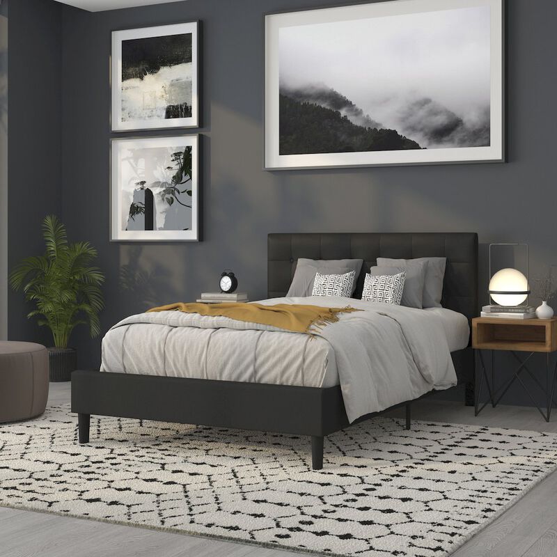 Flash Furniture Tufted Upholstered Full Size Headboard in Black Vinyl image number 9