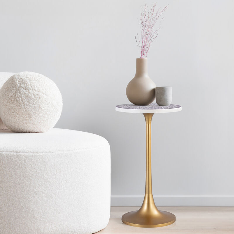 Nysha Modern Bohemian Metal/Resin Inlay Top End Table