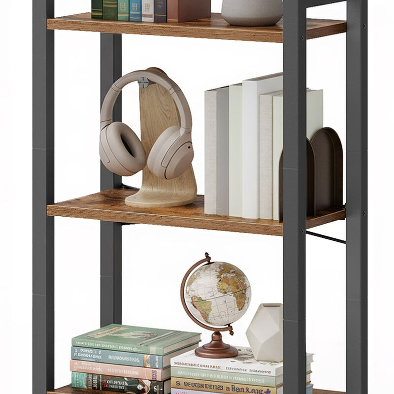 3 Tier Bookshelf Steel Frame Tall Shelf Organizer Rack image number 3