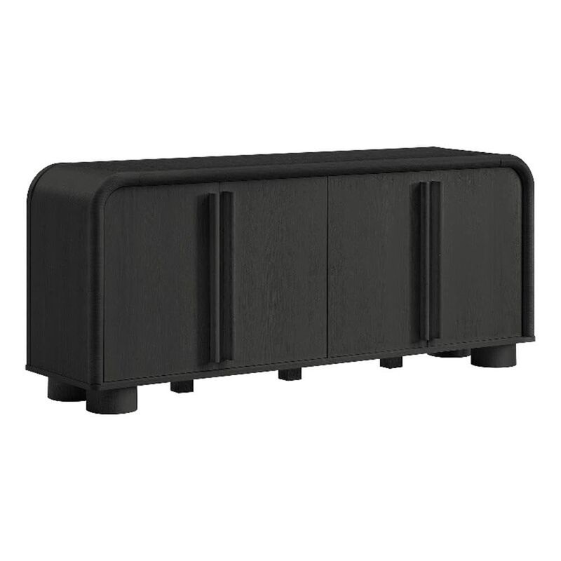 Modway Bellamy 63 Inch Curved Sideboard Cabinet with Storage in Black Oak &ndash; Modern Buffet Cabinet with 4 Soft-Close Doors and Adjustable Shelves image number 0