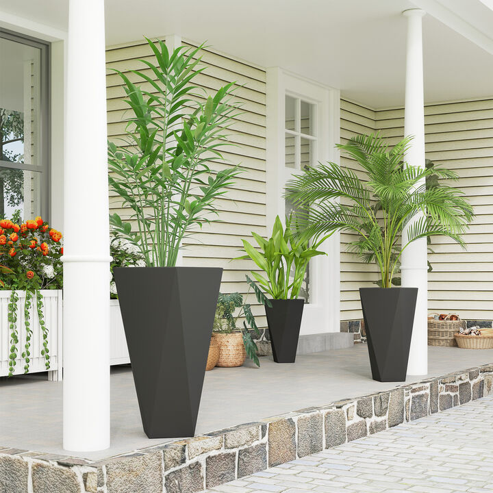 Hivvago Set of 3 MgO Tall Planters with Drainage for Indoor & Outdoor
