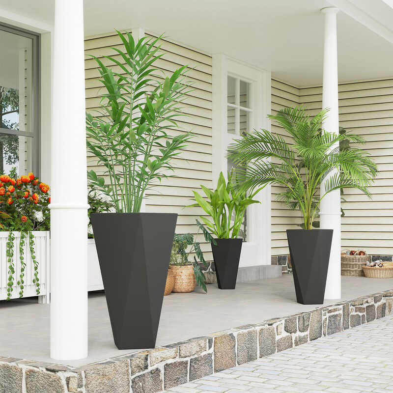 Hivvago Set of 3 MgO Tall Planters with Drainage for Indoor & Outdoor image number 1