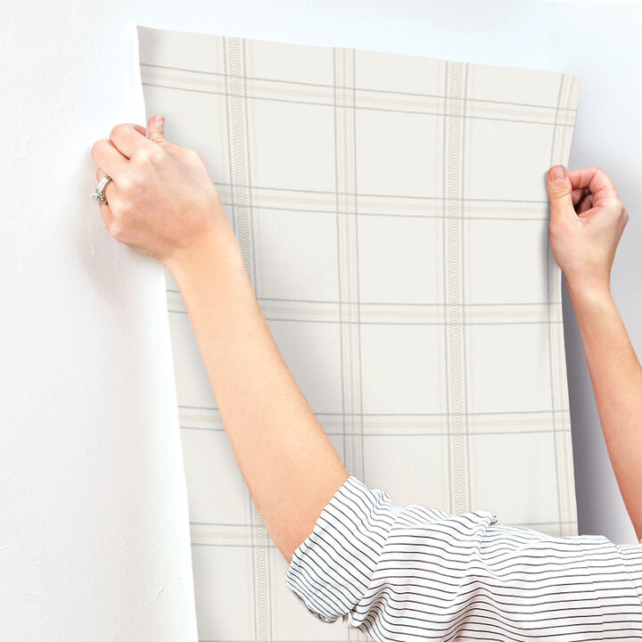 Auberge White Plaid Wallpaper (Set of 2)