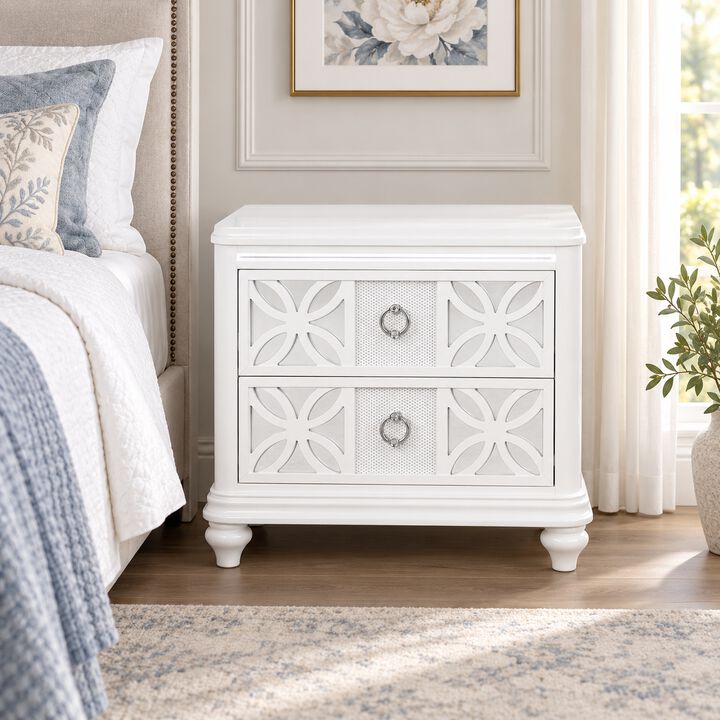Havressa Patterned 2-Drawer LED Nightstand