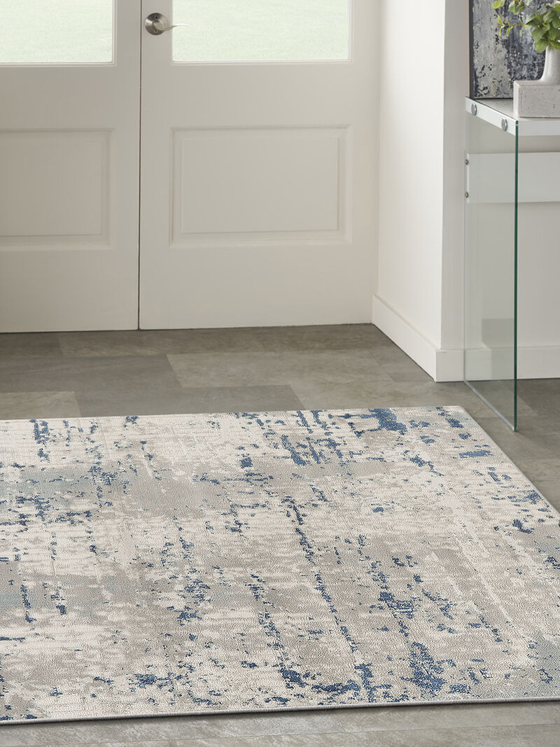 Quarry QUA01 Ivory/Gray/Blue 5'3" x Round Rug image number 6