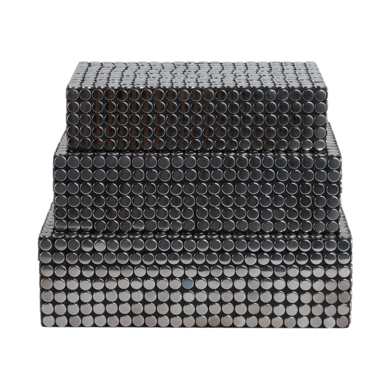 S/3 10/11/12" Studded Boxes, Black image number 0