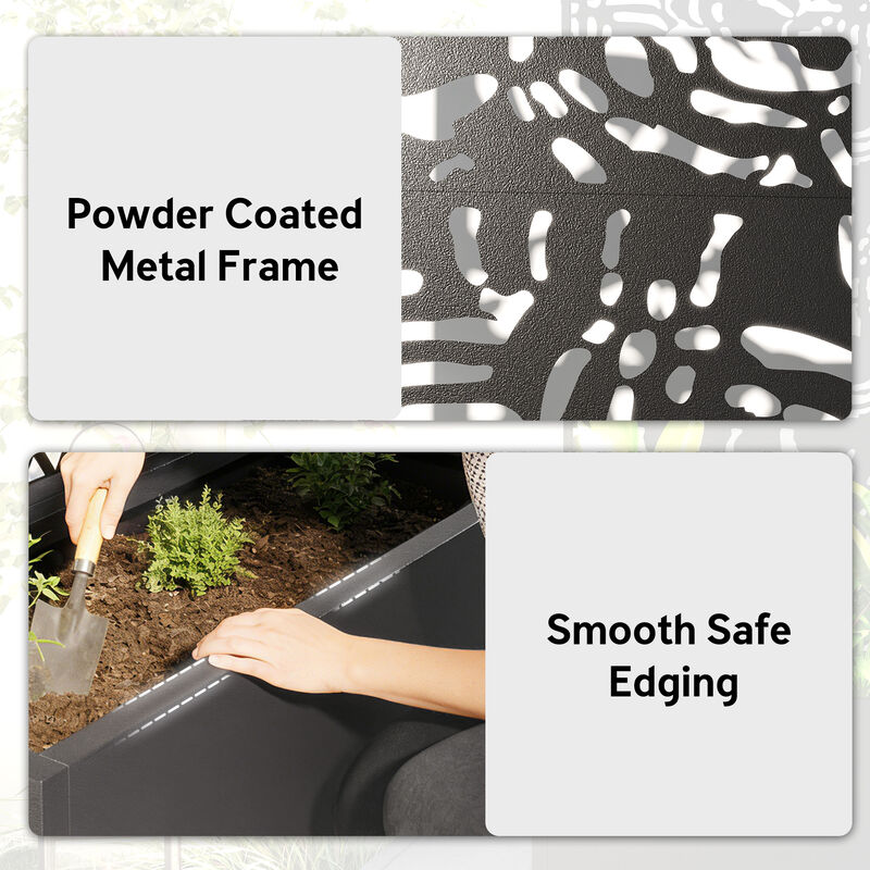 Hivvago Raised Metal Planter with Privacy Trellis and Drainage image number 6