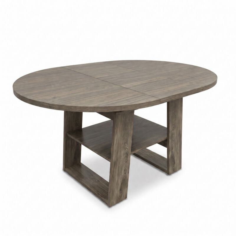 Kibwex H‑Shaped Base Extendable Round Dining Table image number 8