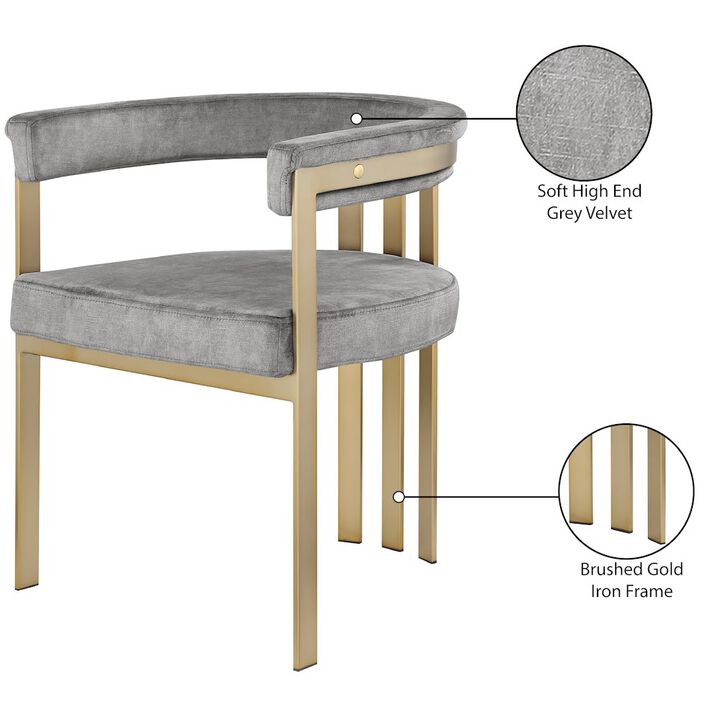 Meridian Furniture Marcello Grey Velvet Dining Chair, Set of 2