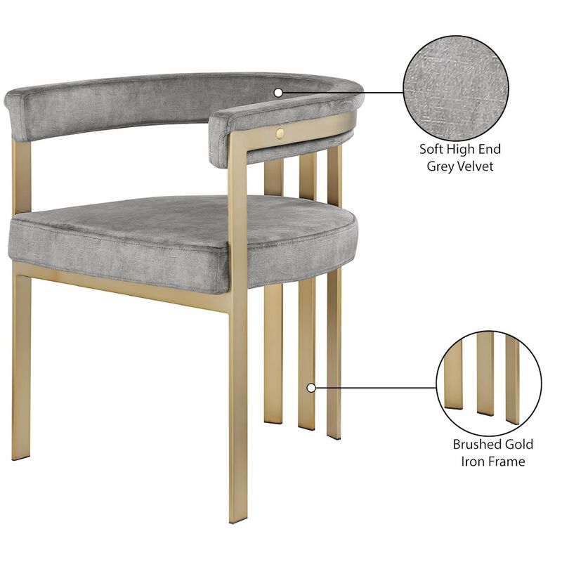 Meridian Furniture Marcello Grey Velvet Dining Chair, Set of 2