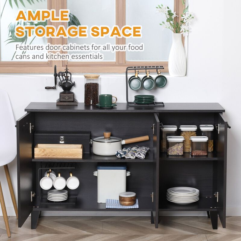 Dark Walnut Buffet: Kitchen Sideboard with Adjustable Shelf