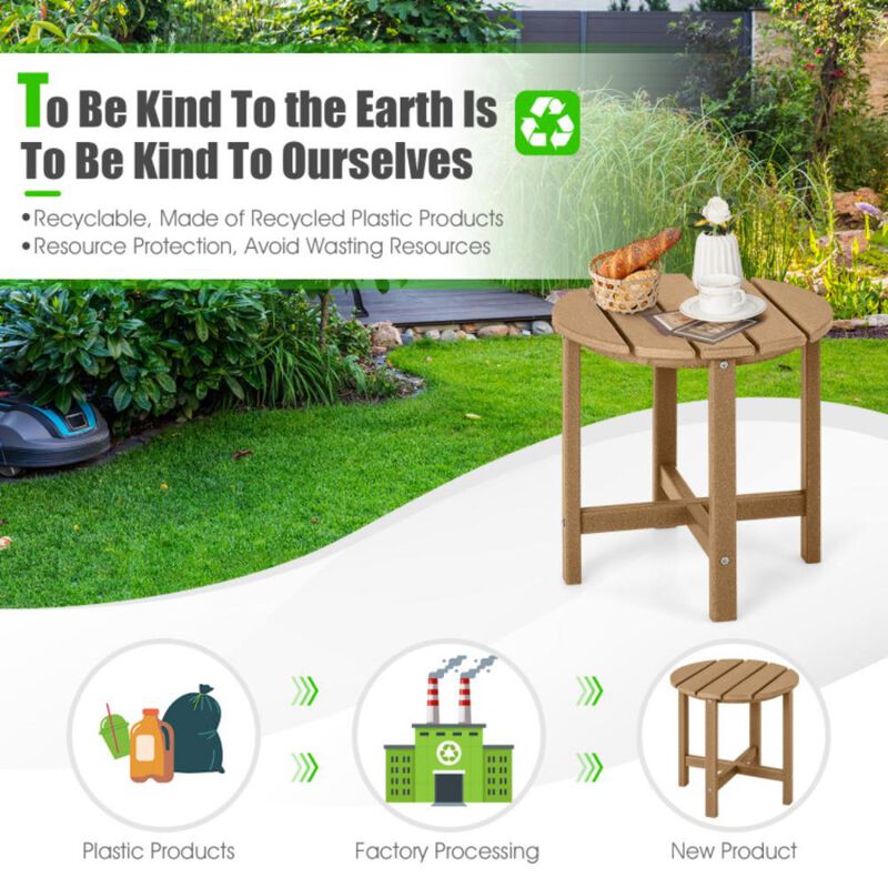 Hivvago Set of 2 Round Weather-Resistant Adirondack Side Tables
