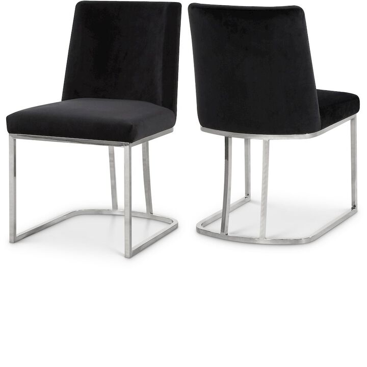 Meridian Furniture Heidi Black Velvet Dining Chair, Set of 2