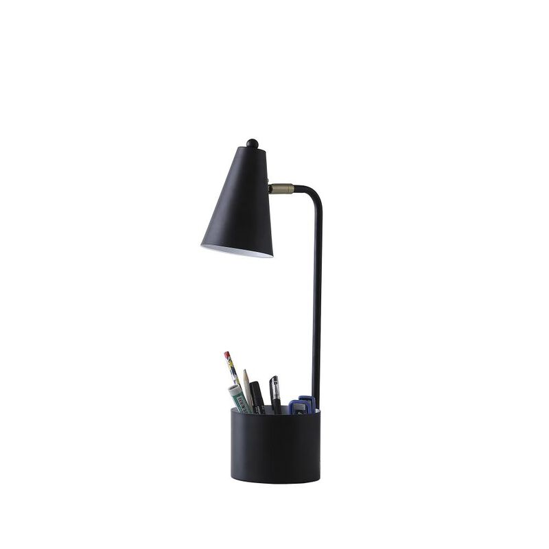 Hivvago 20" Black Desk Table Lamp With Black Cone Shade
