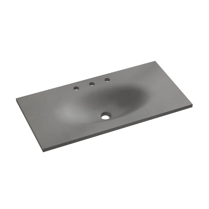 36" 3-Hole Widespread Concrete Vanity Sink Top in Matte Dark Gray image number 3