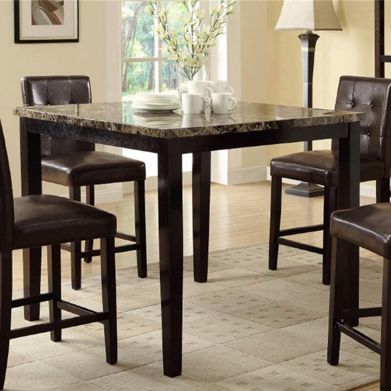 Dining Table Faux Marble Top Birch Veneer MDF Dining Room Furniture 1pc Table