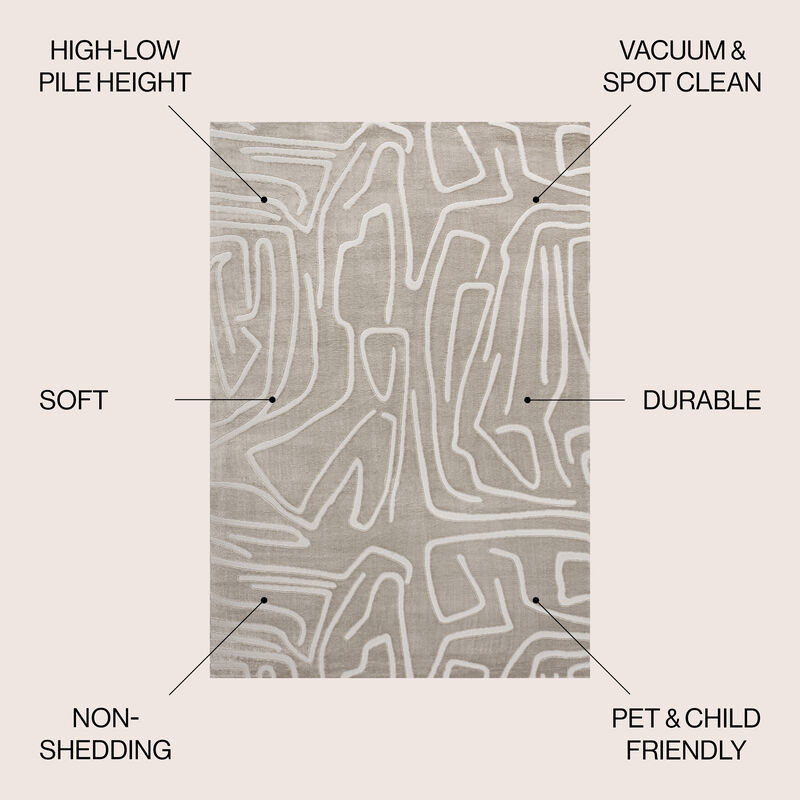 Alcina Modern Scandinavian Graphic Lines High-Low Area Rug