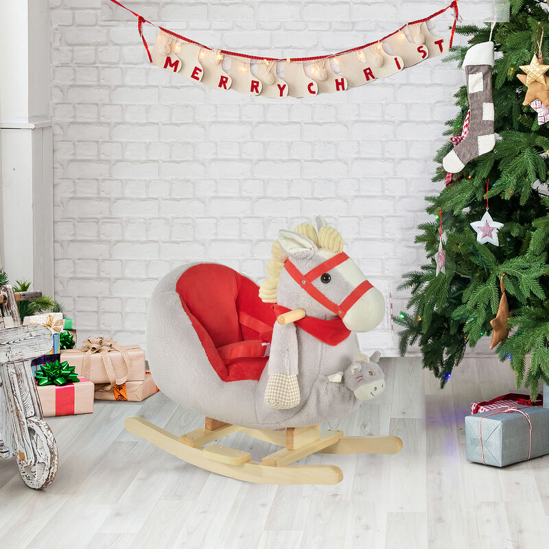 BreeBe Kids Musical Rocking Horse Ride-On Toy image number 1