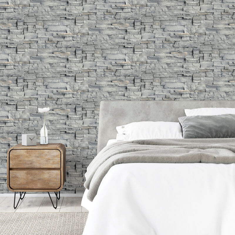 Cornell Grey Slate Wall Wallpaper image number 3