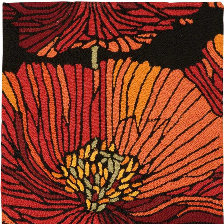 HomeRoots Floral Hand Hooked Area Rug