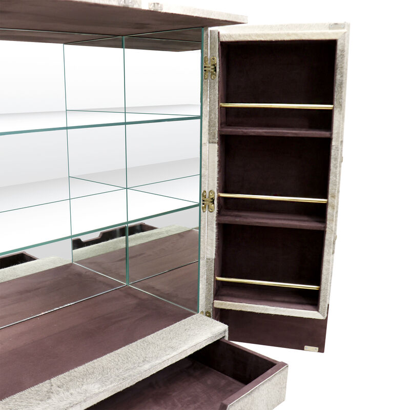 Pasargad Home Safari Steel & Cowhide Bar Cabinet image number 6