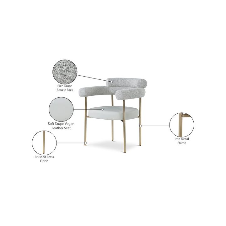 Meridian Furniture Blake Taupe Vegan Leather / Boucle Fabric Dining Chair, Set of 2