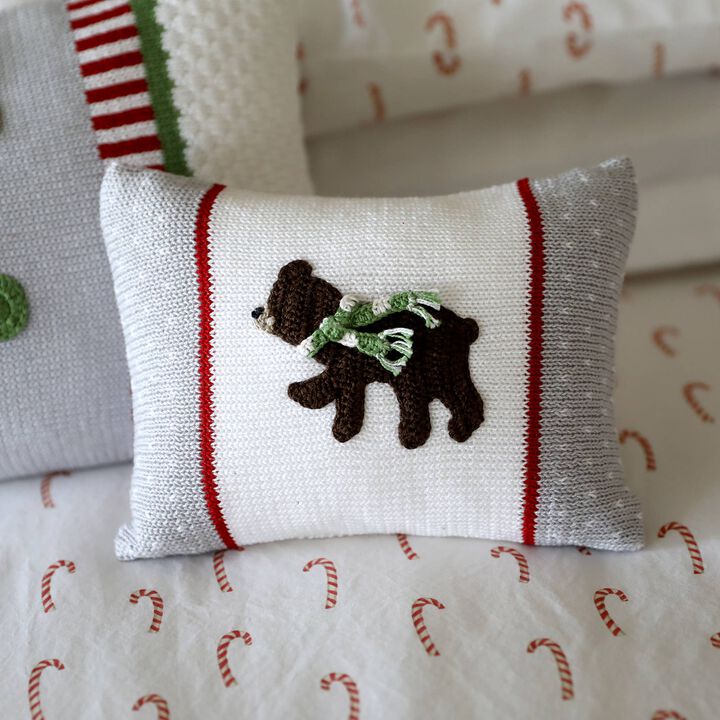 Handmade Brown Bear Christmas Mini Pillow