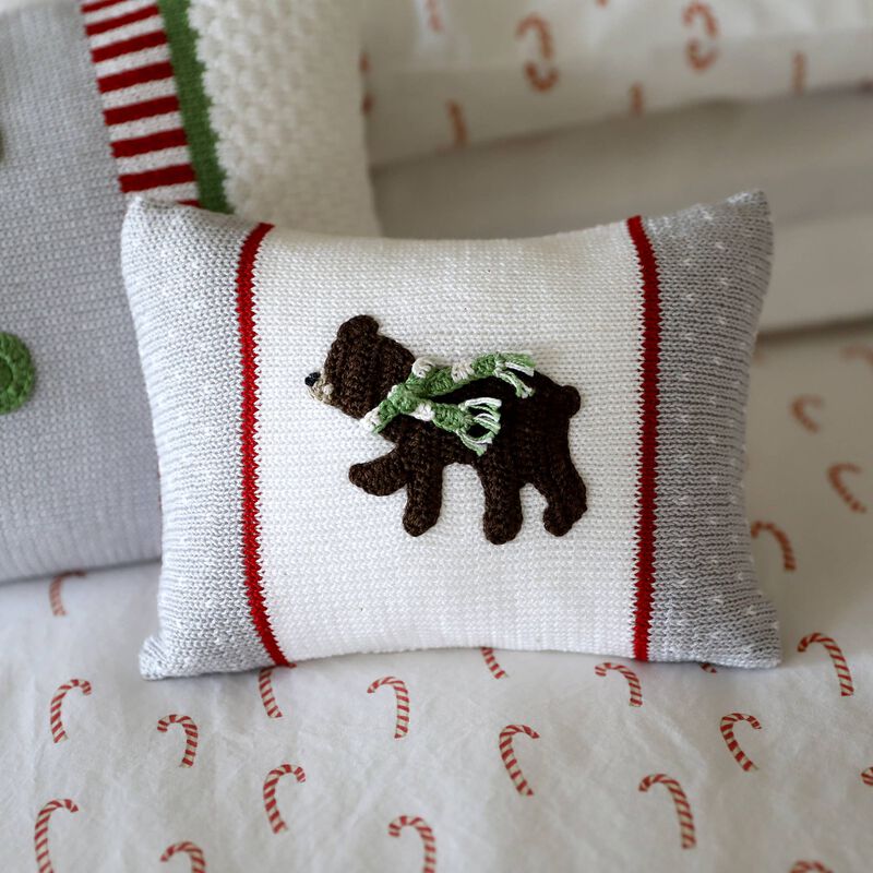 Handmade Brown Bear Christmas Mini Pillow image number 1