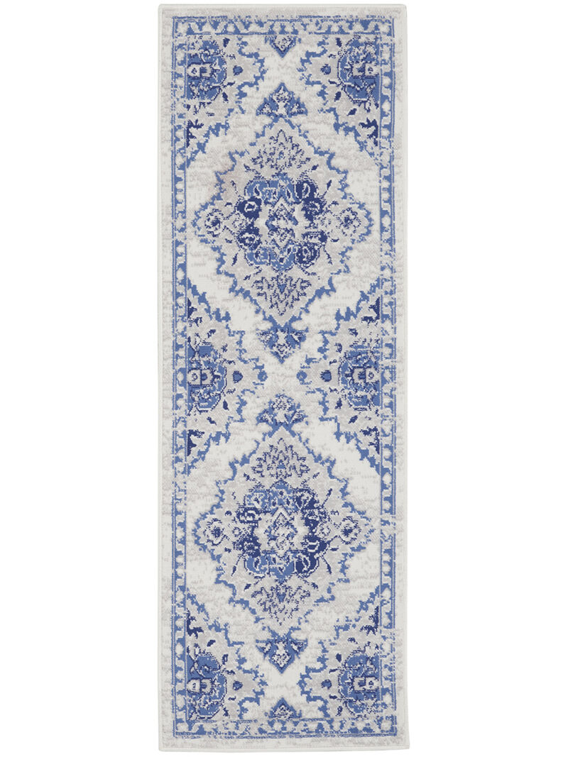 Whimsicle WHS14 Ivory/Blue 2' x 8' Rug image number 0