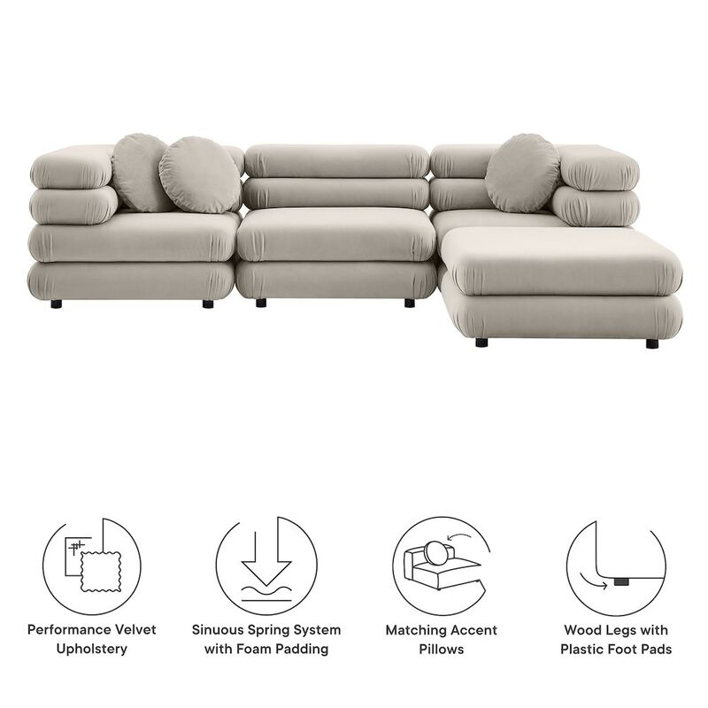 Jubilee 4-Piece Modular Performance Velvet Sectional Sofa image number 1