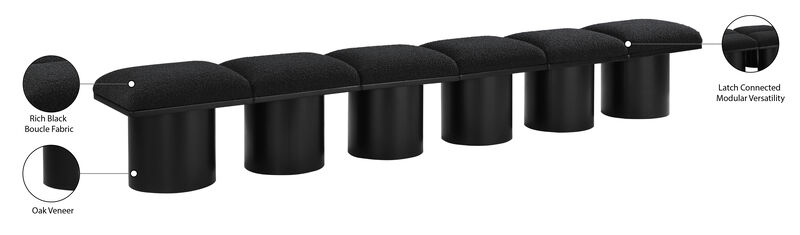 Meridian Furniture Pavilion Black Boucle Fabric Bench