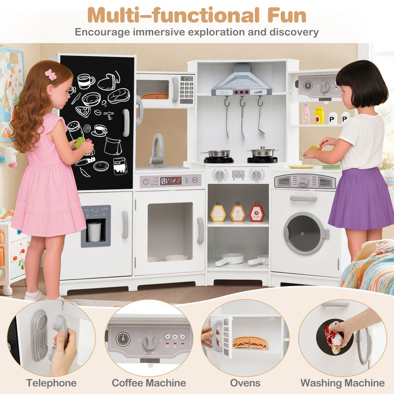Large Pretend Play Kitchen Set with Lights and Sounds for Kids Playroom image number 4