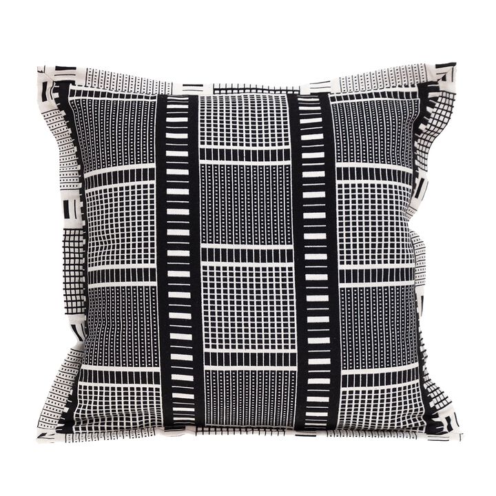 20" Black and Gray Geometric Patterned Throw Pillow