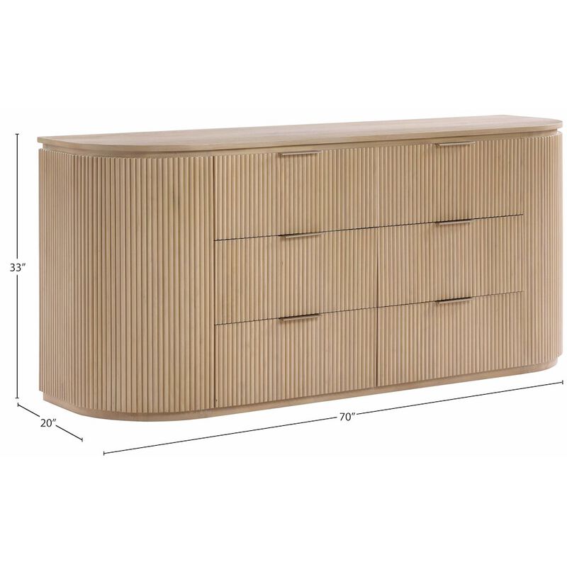 Meridian Furniture Astrid Natural Solid Wood And Oak Veneer Dresser