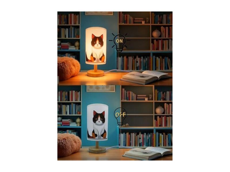 LED 3 Color Wood Fabric Night Light For Living Room Bedroom Nightstand image number 3