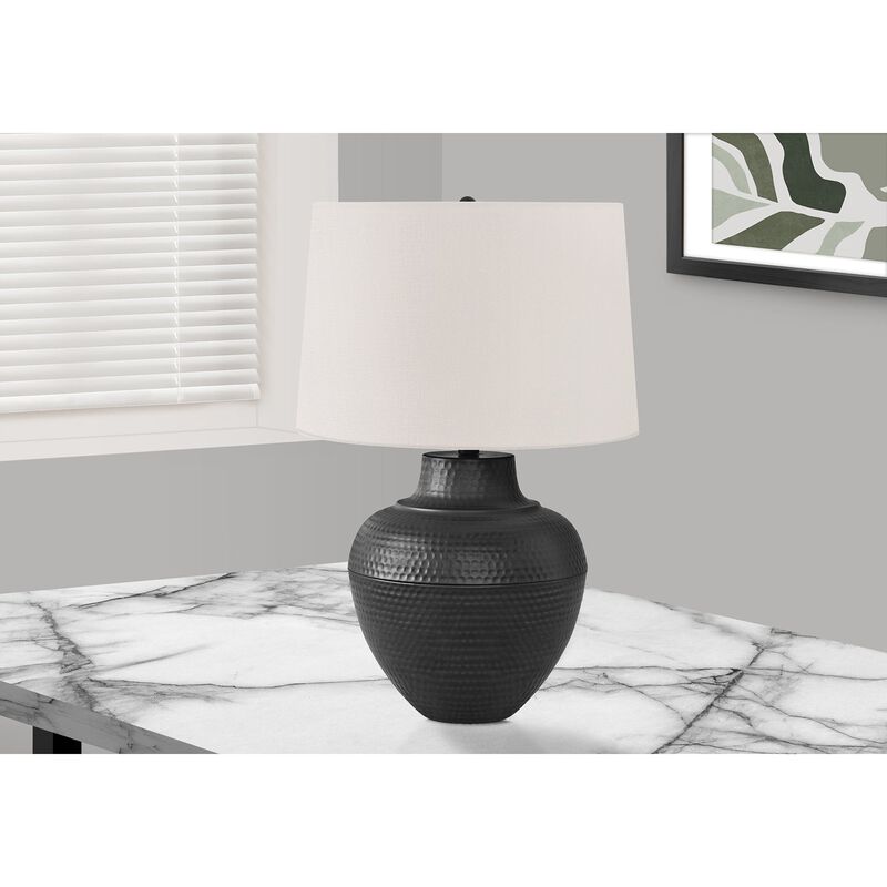 Monarch Specialties I 9615 - Lighting, 26"H, Table Lamp, Black Metal, Ivory / Cream Shade, Transitional