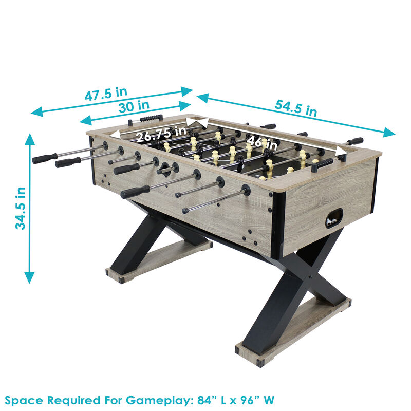 Sunnydaze Delano 54.5 in Foosball Table with Distressed Wood Look