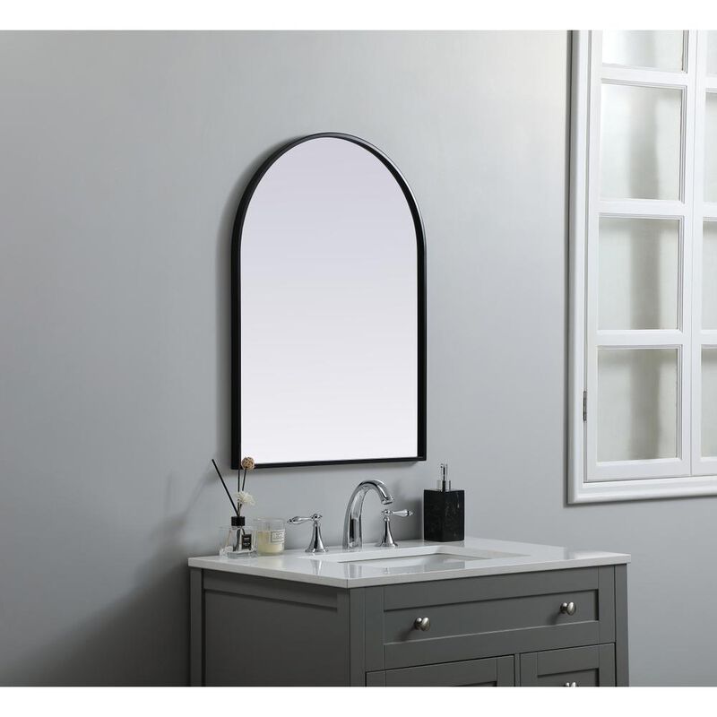 Elegant Decor Metal Frame Arch Mirror 22x30 Inch in Black
