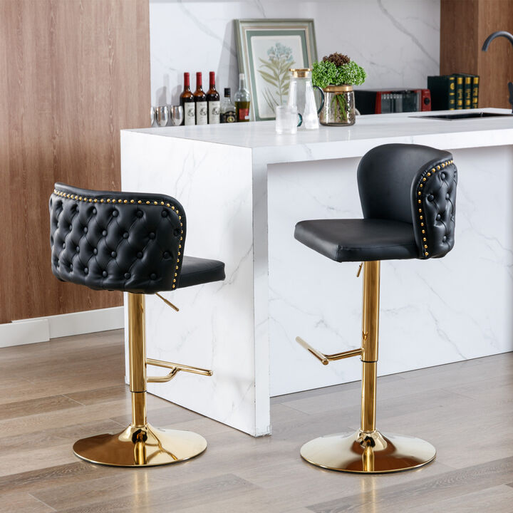 Streamdale Adjustable Swivel Bar Stools, Set of 2, Black