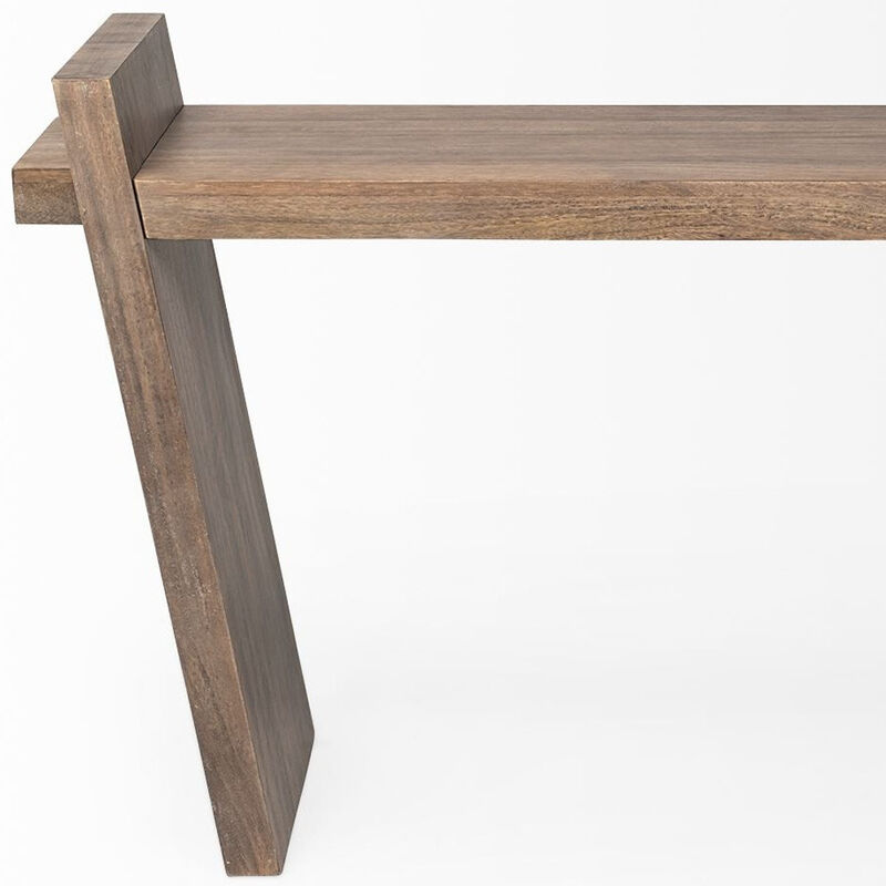 HomeRoots 60" Brown Solid Wood Slanted Base Console Table image number 5