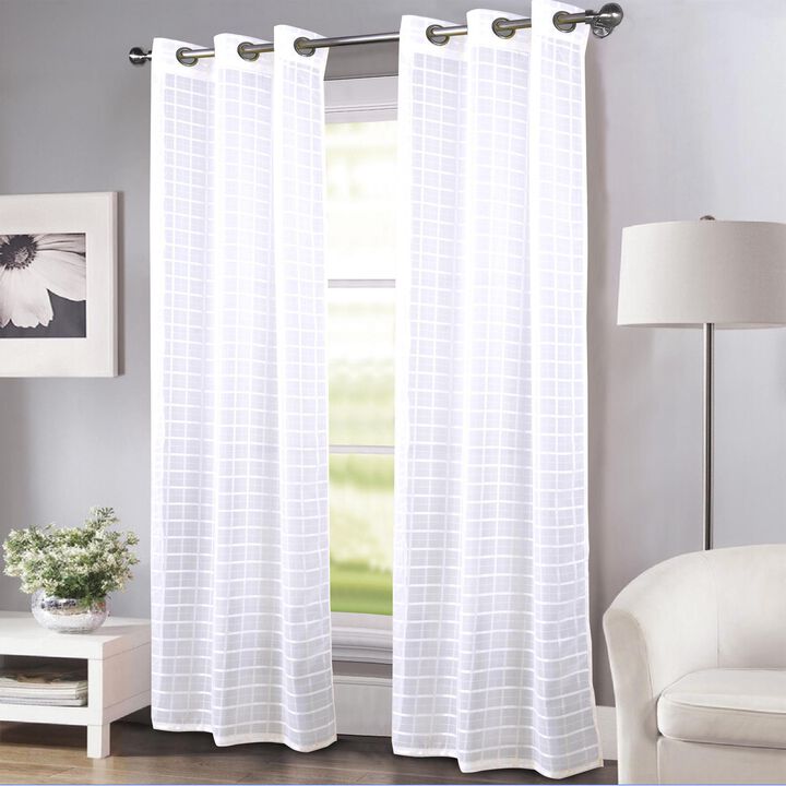 Rt Designers Collection 2-Piece Wanda Box Voile Year Round Curtain For Every Stylish Home - Each Panel 38" X 84" White