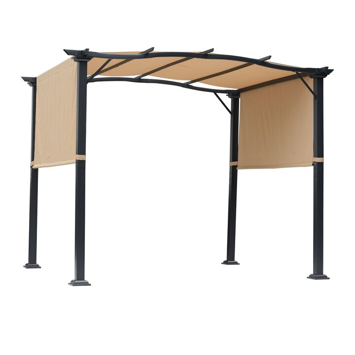 Versatile Outdoor Shade: 8x10 Retractable Pergola Canopy with Steel Frame