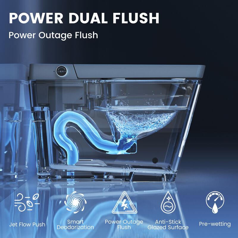 Smart Toilet with Full Automation, Square Design, Radar and Foot Sensors, and Instant Heating image number 9