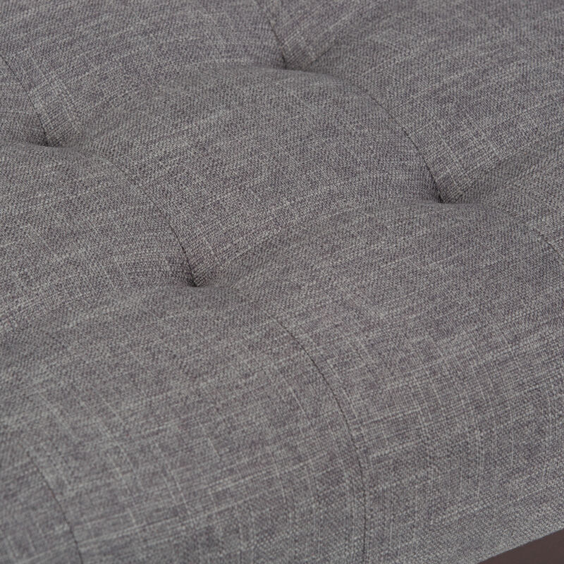 Draper 40 inch Wide Mid-Century Modern Rectangle Tufted Ottoman Bench in Slate Grey Linen Look Fabric image number 4