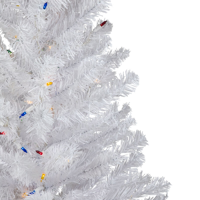 3' Pre-Lit Snow White Artificial Christmas Tree  Multi Lights