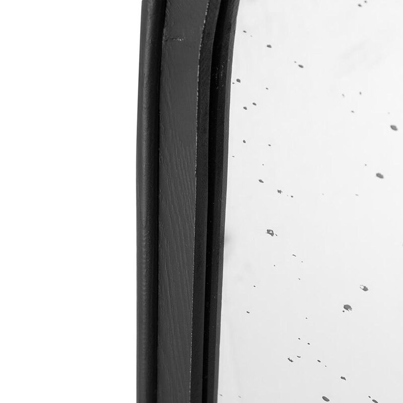 HomeRoots 42" Black Crowned Top Antiqued Glass Arch Framed Accent Mirror image number 5